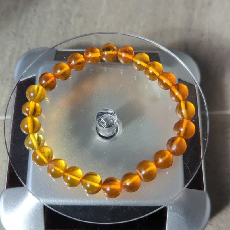 天然琥珀 金珀手链【8mm】 - 手链/手环 - 水晶 橘色