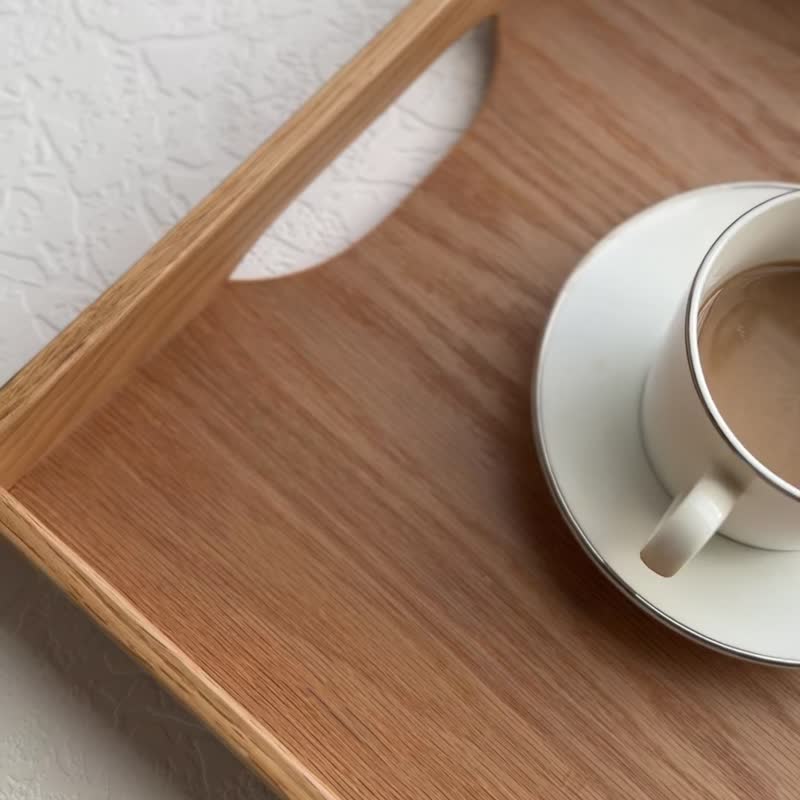 日系简约 圆润握把 实木托盘 餐盘 茶盘 防泼水 点心盘 送礼 - 托盘/砧板 - 木头 金色