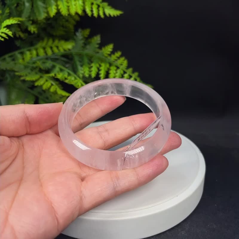 冰透粉晶手镯59MM 玫瑰水晶芙蓉冰飘石英石手环 助人缘增强魅力 - 手链/手环 - 水晶 粉红色