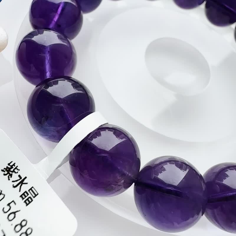 小精品紫晶紫水晶 13.5mm56.88g 着名智慧之石贵人缘广结人缘 - 手链/手环 - 水晶 紫色
