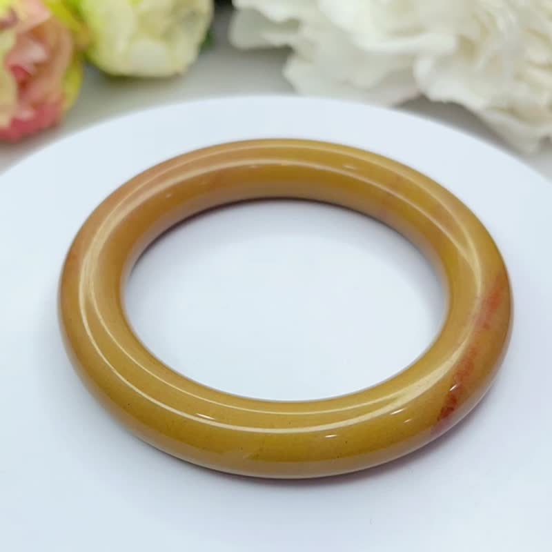 NO.108独特红丝绒南瓜色佘太翠 内径56MM 圈口 佘太玉 手镯 圆镯 - 手链/手环 - 玉石 红色