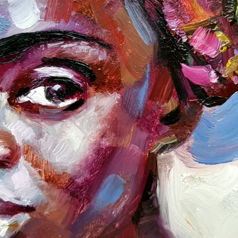 African American Woman 油畫原作 Original Painting Portrait Woman Oil Artwork - 海报/装饰画/版画 - 木头 多色