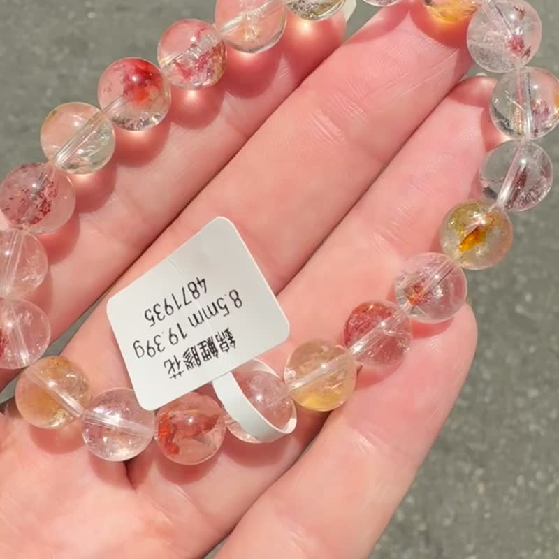 精品锦鲤红胶花水晶8.5mm19.39g富贵吉祥镇宅辟邪挡煞净化催桃花 - 手链/手环 - 水晶 多色
