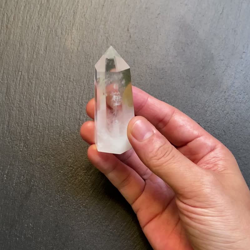 天然冰透彩虹蓝针白水晶共生 绿幽灵 能量柱 天使之翼 避邪挡煞 - 摆饰 - 水晶 多色