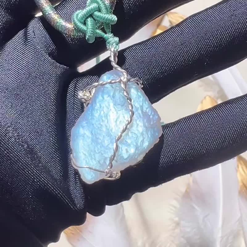 纯手工制作银绕线斯里兰卡月光石项链 - 项链 - 宝石 多色