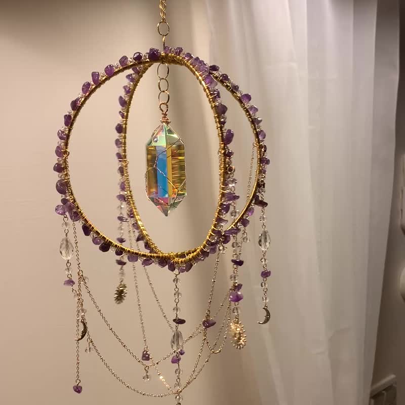 Moonlit Amethyst Sphere-紫光星轨 • 立体水晶吊饰 - 摆饰 - 水晶 白色