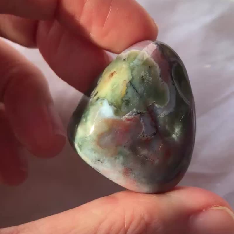 海洋碧玉 小滚石 水晶 天然原石 crystal 摆设 手把玩 手握 Ocean - 摆饰 - 水晶 多色