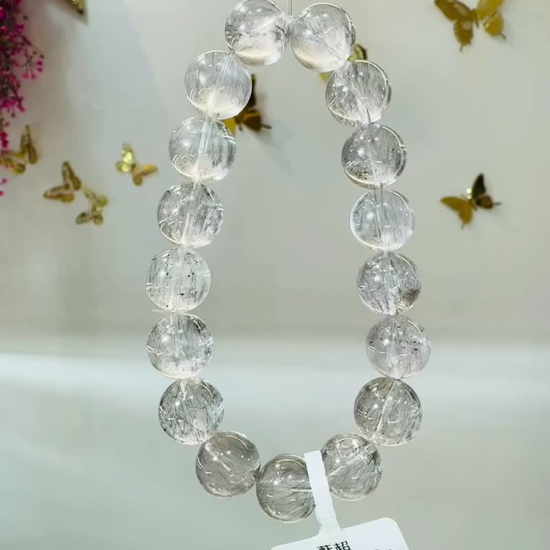 小精品天然灰蓝超七12mm42.15g净化三轮提升自身频率带共生矿麟光 - 手链/手环 - 水晶 紫色