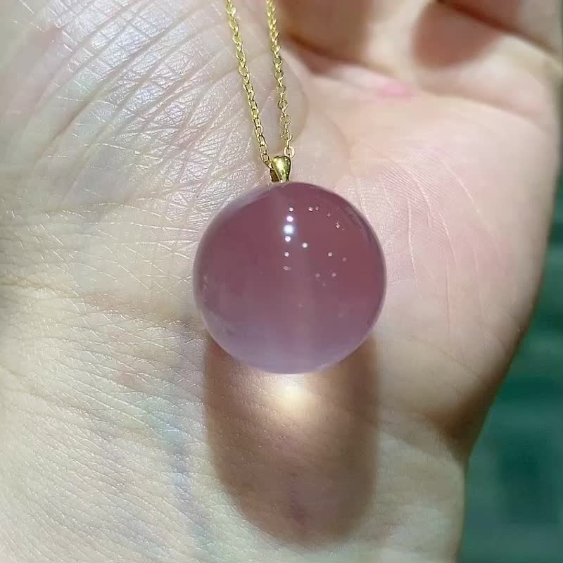 莫桑比克天然粉水晶转运珠吊坠 颜色粉粉哒 全美晶体 六芒星光 - 吊饰 - 水晶 