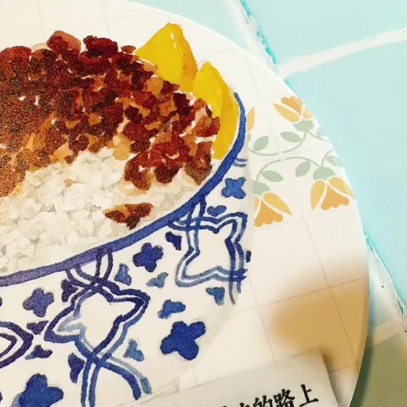 杯垫 卤肉饭 控肉饭 陶瓷杯垫 吸水杯垫 插画 - 杯垫 - 陶 白色