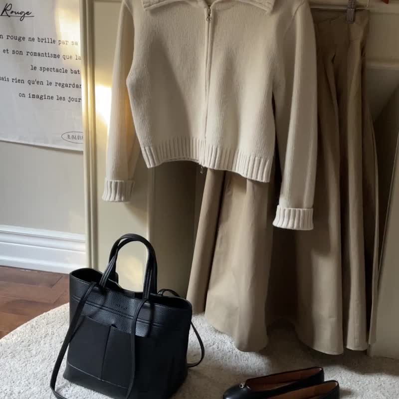 韩国 The Ally | MARY BAG | 黑色 | 手袋 单肩包 - 手提包/手提袋 - 人造皮革 黑色