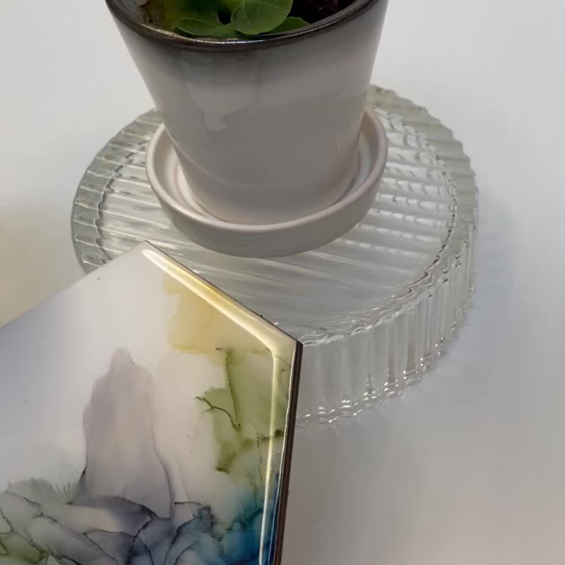 酒精墨水水晶杯垫 设计师手作 独一无二 生活小物 生日礼物 - 其他 - 木头 