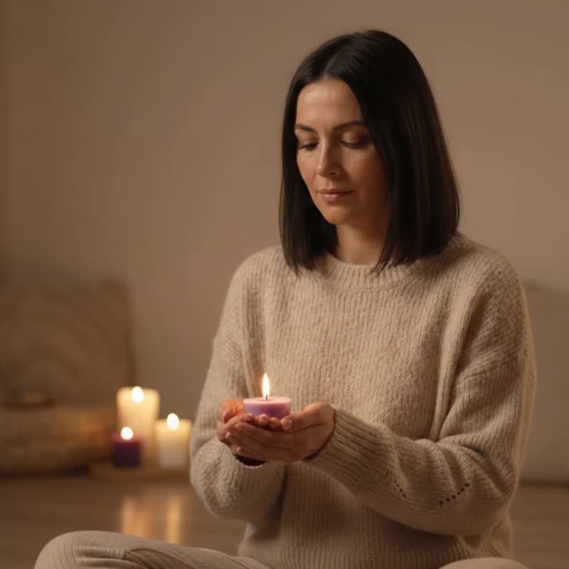 【身心疗愈】神圣女性能量茶蜡 天然大豆蜡 唤醒直觉与自爱力量 - 蜡烛/烛台 - 蜡 紫色