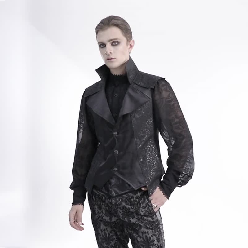 哥徳飞行巫师双层翻领西装背心 - 男装西装外套 - 其他材质 黑色