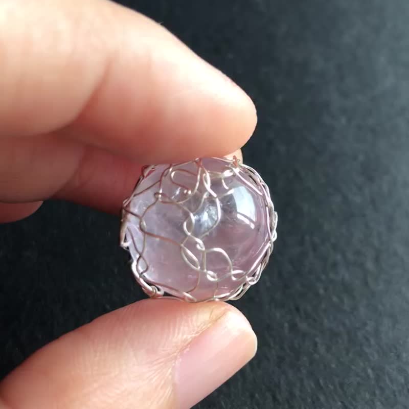 冰透带彩紫水晶吊坠颈链 天然水晶 crystal 水晶原矿 necklace - 项链 - 水晶 紫色