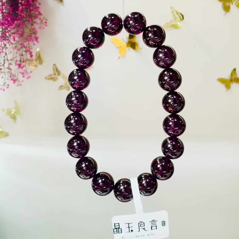 精品绝美晶体紫红牙乌水晶10mm43.21g美容水晶气血循环 - 手链/手环 - 水晶 紫色