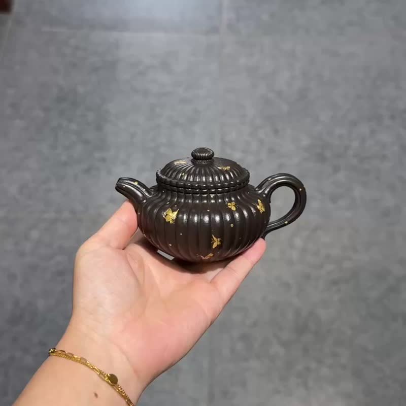 筋纹仿古 全手工大拍陶手雷罡作品师承范伟群容量135cc还原烧炝金 - 茶具/茶杯 - 陶 咖啡色