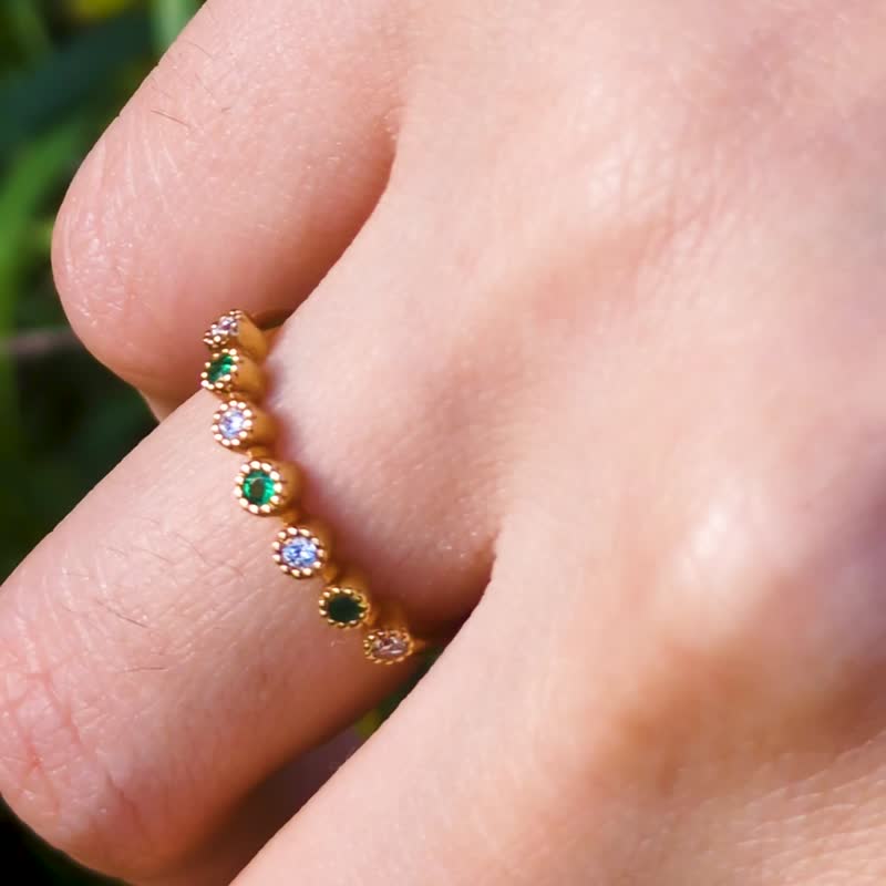 18K真钻祖母绿戒 - 戒指 - 钻石 绿色