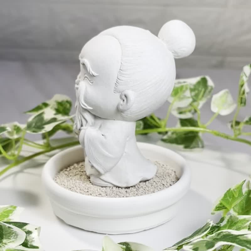 七夕 月下老人 净念吉祥小佛之小盘套组 月老 红娘 香氛摆件 - 香薰/精油/线香 - 水泥 灰色