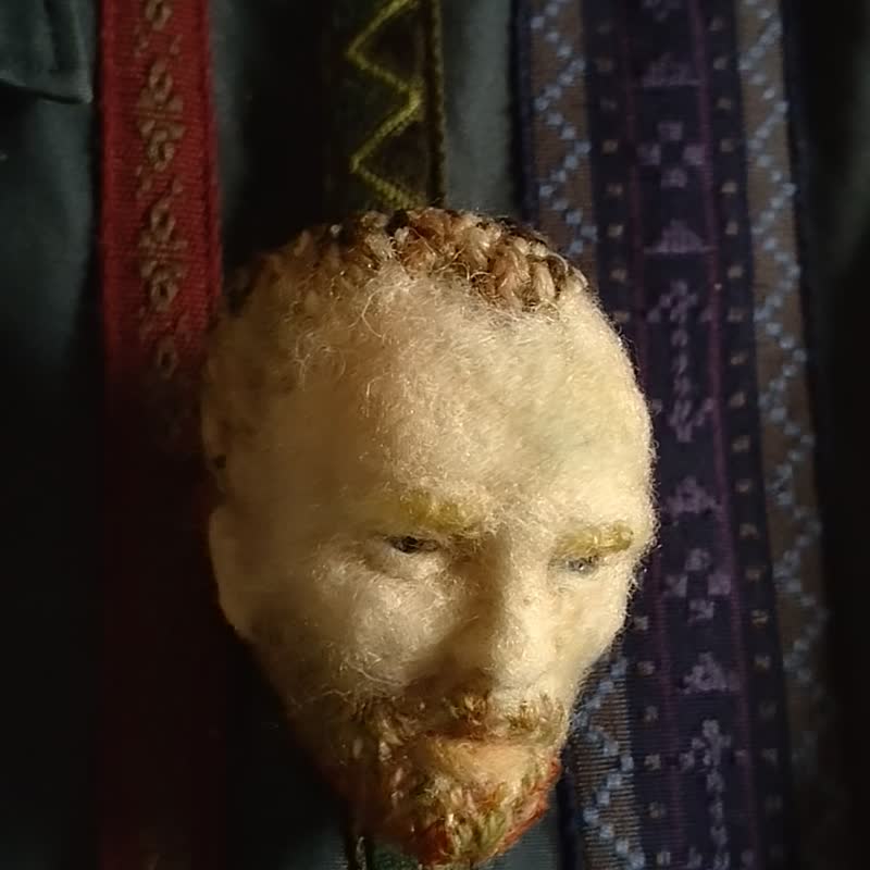 梵谷胸针，自画像，僧侣自画像，82，羊毛毡，刺绣 - 编织/刺绣/羊毛毡/裁缝 - 羊毛 多色