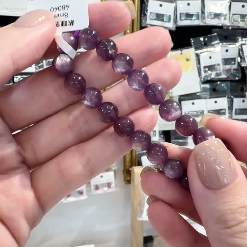小精品深紫罗兰紫锂云母8mm16.92g手珠统合心智与心灵缓和焦虑 - 手链/手环 - 水晶 紫色