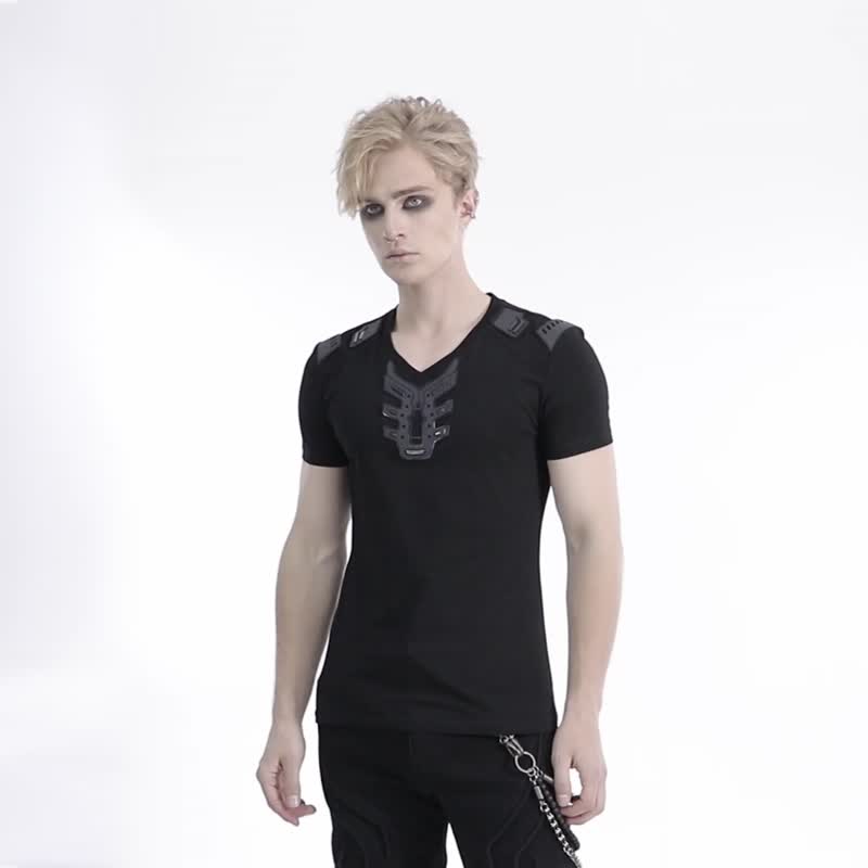 赛博庞克生化人黑胶盔甲上衣 - 男装上衣/T 恤 - 其他材质 黑色