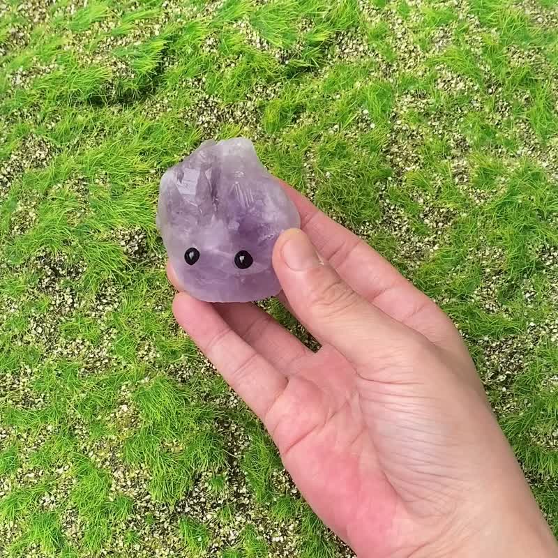 天然紫水晶原石疗愈精灵x水晶消磁石 净化充电消磁能量疗愈套组 - 摆饰 - 水晶 多色
