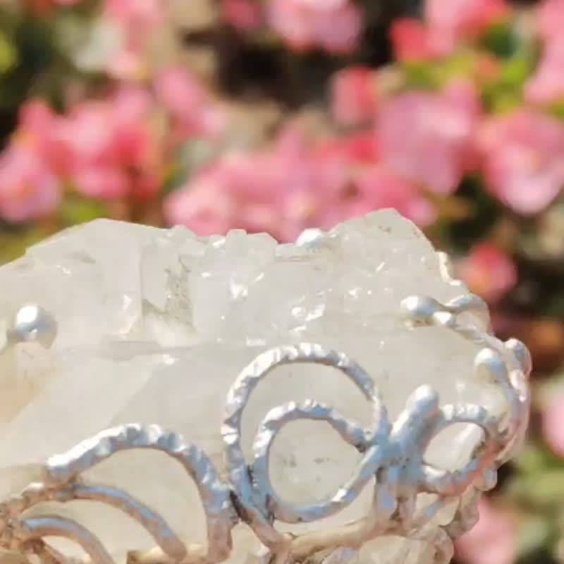 鱼眼石原矿手工银戒纯银戒指~**蛇**~Apophyllite Silver Ring - 戒指 - 纯银 