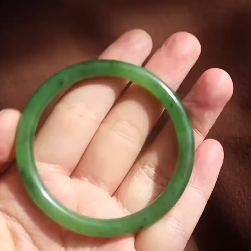 天然和田玉碧玉美人条手镯俄料碧玉阳绿色收藏母亲节礼物送证书 - 手链/手环 - 玉石 