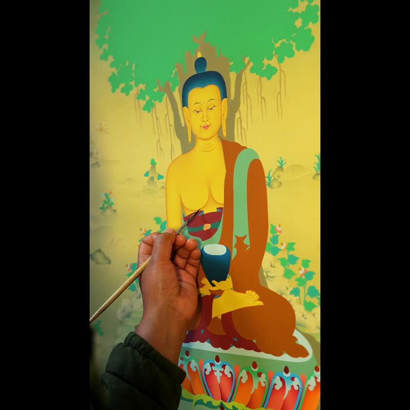 释迦牟尼咒语曼陀拉——觉悟智慧的手工唐卡 - 墙贴/壁贴 - 其他材质 多色