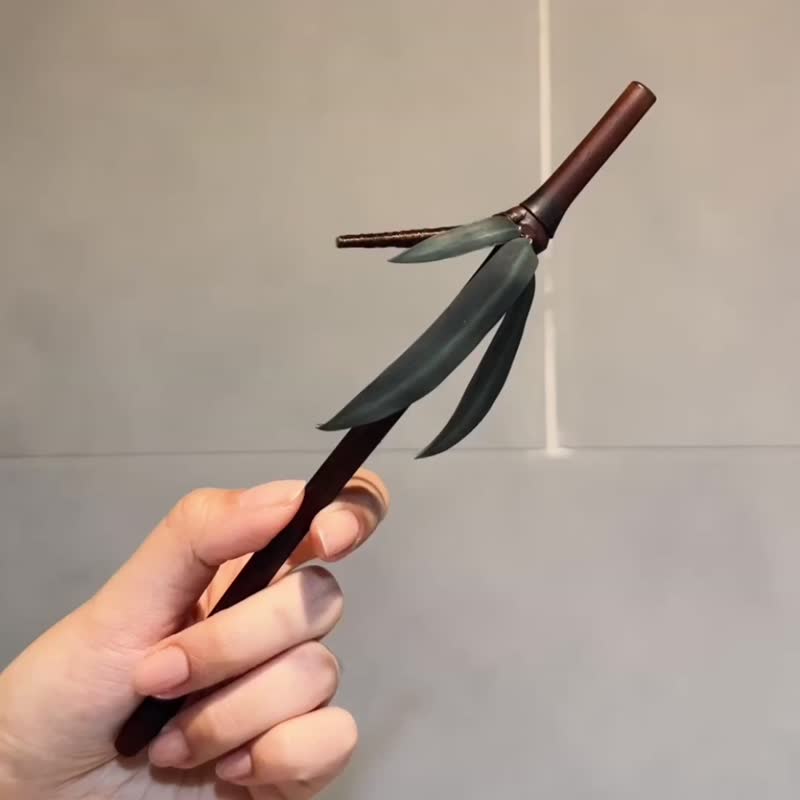 【台湾特有种】包箨箭竹 | 竹叶簪 | 发簪 | 热缩 - 发饰 - 塑料 绿色