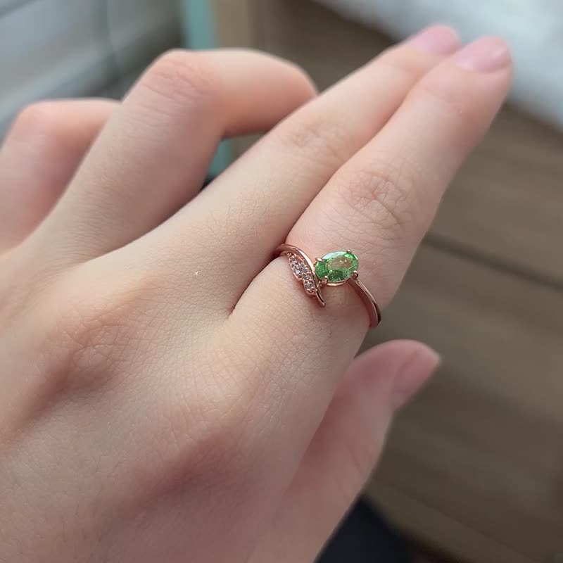 宝石系列 ||森林之子|| 925银 沙弗莱石戒指 - 戒指 - 银 绿色