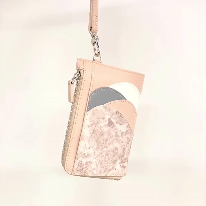 大理石简约设计 短夹/卡包/挂绳证件套丨实用礼物丨生日礼物 - 证件套/卡套 - 环保材料 粉红色