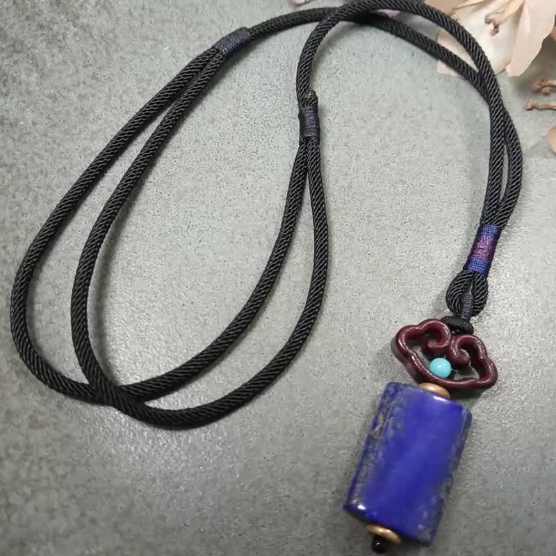 项链 古银玉意 青金石+紫檀木+天河石+黄铜/如意星辰 - 项链 - 玉石 蓝色