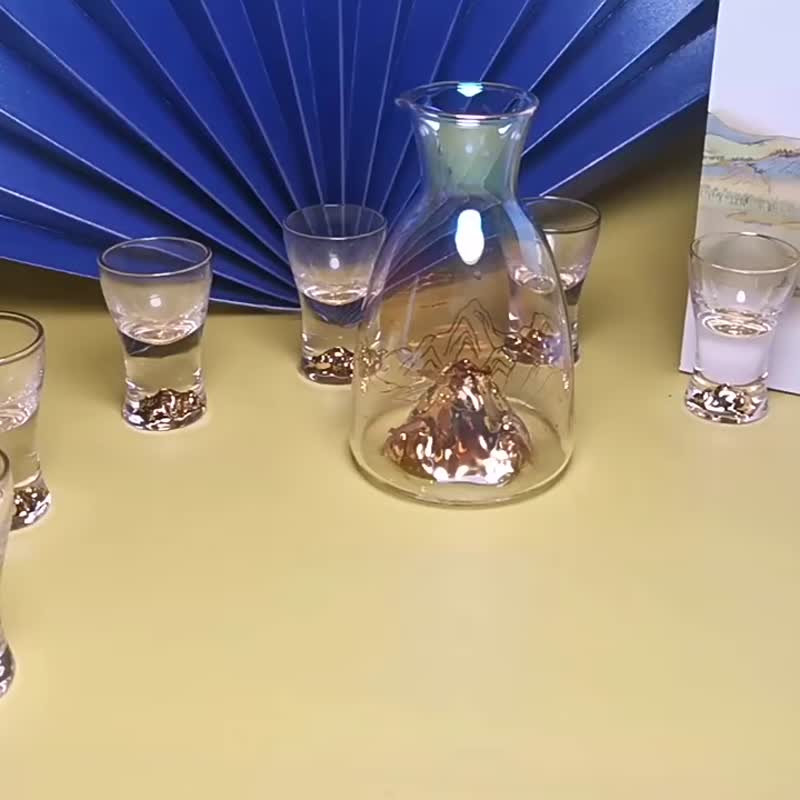 北京故宫博物院千里江山合家欢融酒具套装白酒套装 - 酒杯/酒器 - 玻璃 