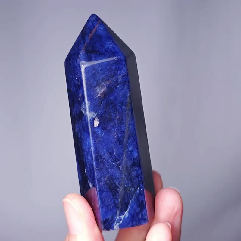 稀有蓝纹苏打 方纳石 一柱擎天 中流砥柱 喉轮 收藏 晶柱 礼物 - 摆饰 - 宝石 蓝色