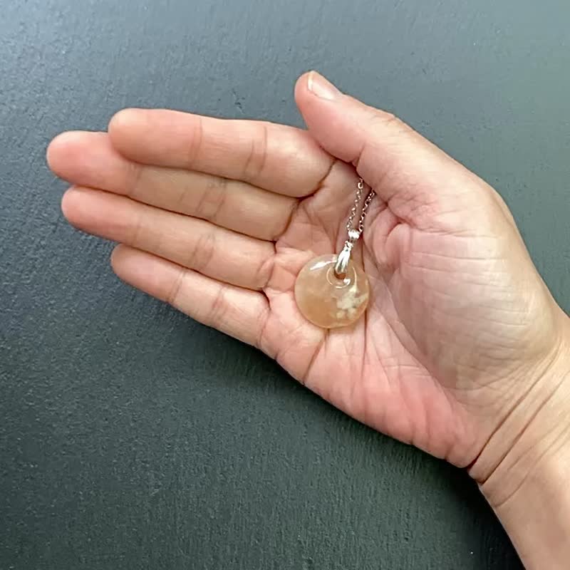 樱花玛瑙 天然粉嫩果冻体飘花 增强运势 925纯银钛钢项链 - 项链 - 水晶 多色