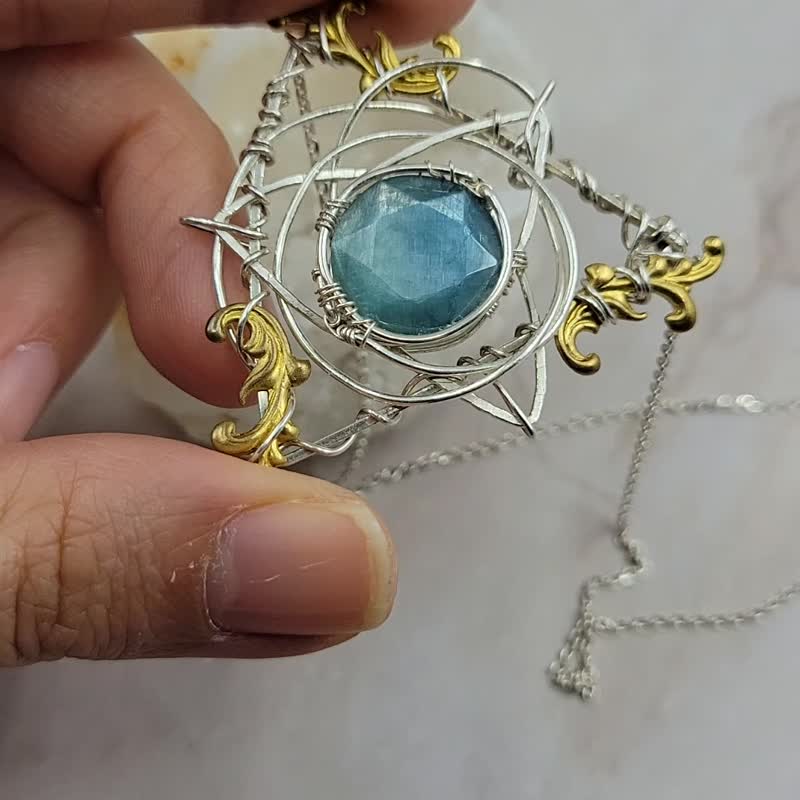 魔幻阵 大卫星切面 999纯银 手工绕线 颈链 - 项链 - 水晶 