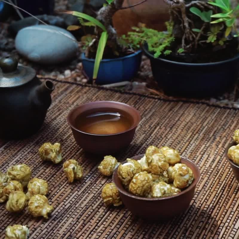 3入 真茶叶爆米花 | 台湾顶级茶粉制作 台湾伴手礼 茶香过年礼盒 - 茶 - 其他材质 金色