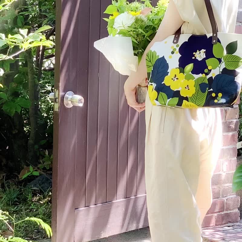 帆布托特包 女款 花模様 【日本制】 - 手提包/手提袋 - 棉 红色