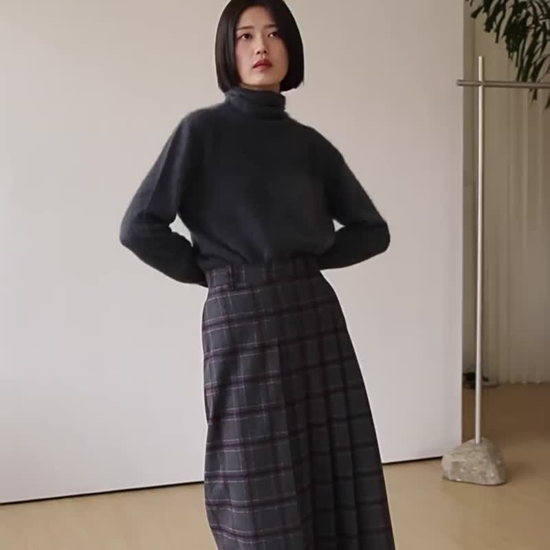 灰色 3色 温柔自带柔光 半高领堆领康赛妮拉毛全羊绒毛衣 - 女装针织衫/毛衣 - 羊毛 灰色