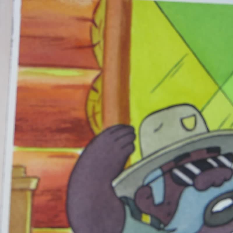 Original watercolor painting KARAOKE,  sheriff, wall decor - 海报/装饰画/版画 - 纸 绿色