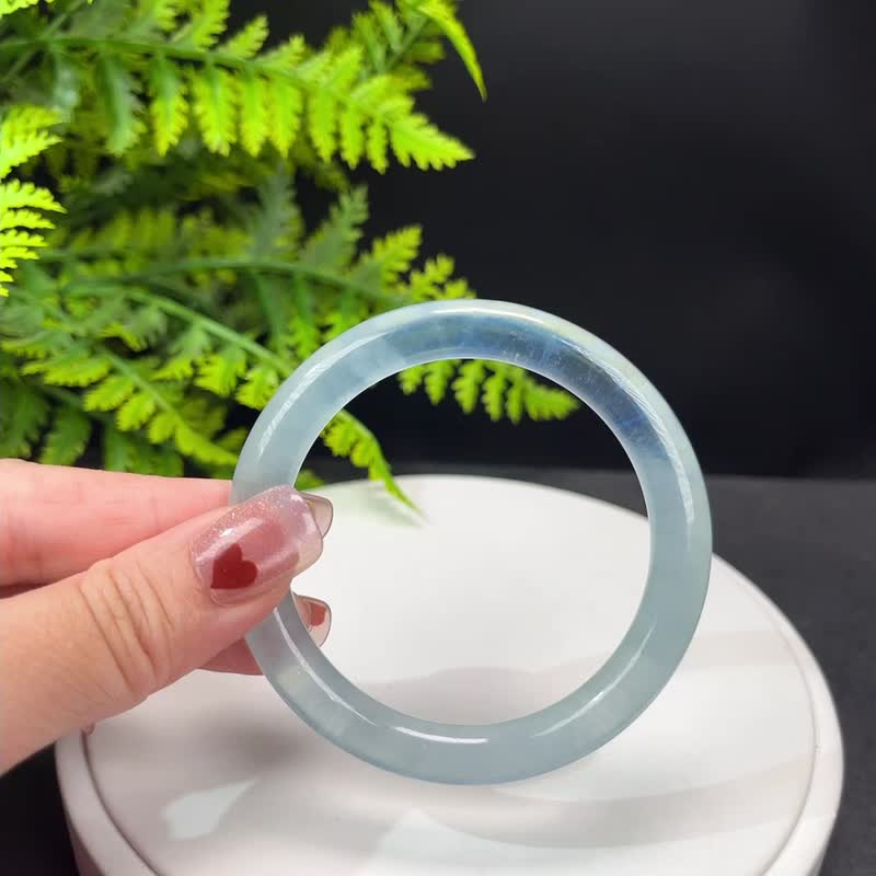 高品质 海蓝宝手镯 55MM 冰透星光起莹圆条蓝色宝石手环 沉着勇敢 - 手链/手环 - 宝石 蓝色