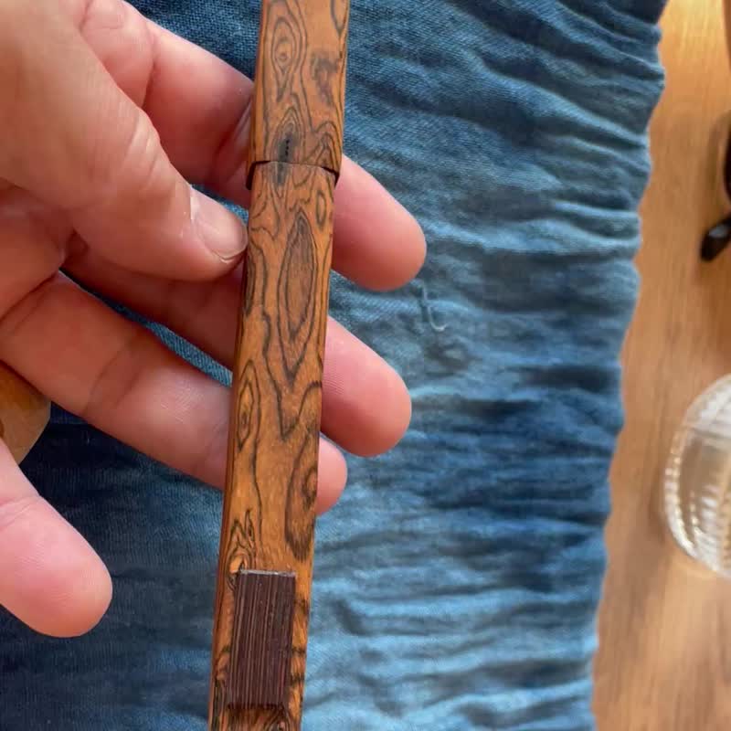 全木杆 墨西哥黄金檀 封端钢珠笔 -纯手削制作 - 钢珠笔 - 木头 橘色