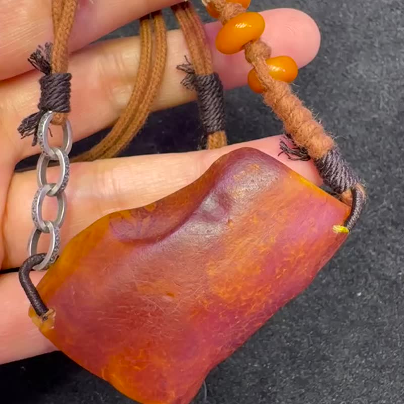 天然蜜蜡原石 手把件吊坠两用款 皮纹漂亮 饱满厚实 - 项链 - 宝石 
