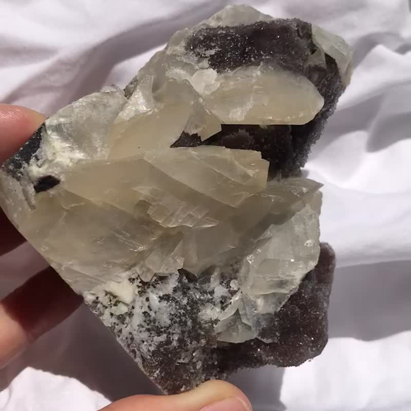 双重功效 闪锌矿方解石共生白水晶砂糖闪闪发亮 水晶原矿 天然 - 摆饰 - 水晶 多色