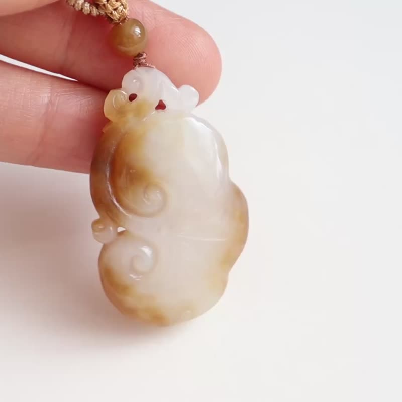 天然新疆糖白料和田玉吊坠 如意吊坠 灵芝如意 脂份厚 吉祥如意 - 手链/手环 - 玉石 
