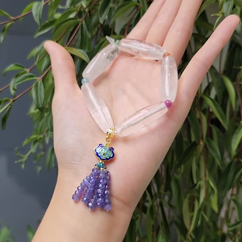 白幽灵水晶长珠 丹泉石 多宝钏 彩虹 如意 招财 手链 单品 礼物 - 手链/手环 - 宝石 多色