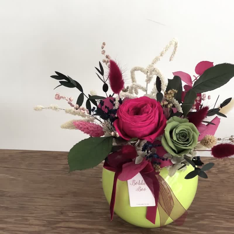 【永生玫瑰花盆花】• 情人节礼物/生日礼物/永生花/永生玫瑰花 - 干燥花/捧花 - 植物．花 红色