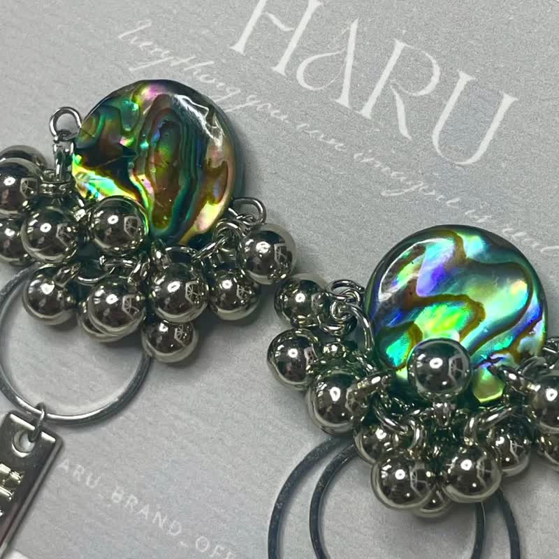 HARU 彩鲍贝圆环球链耳环 - 耳环/耳夹 - 贝壳 多色